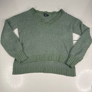 Rue21 Sage V-Neck Women’s Sweater with Textured Knit - Size Small